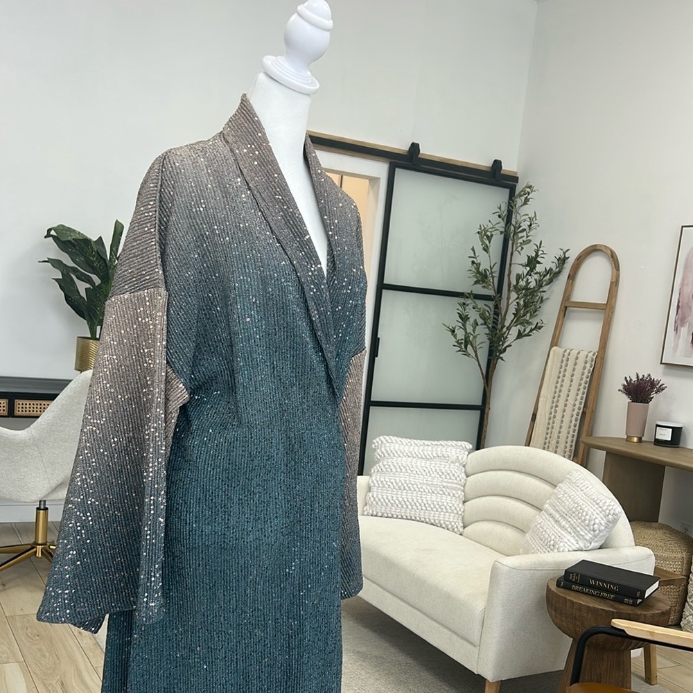 Anthropologie Purple and Blue ombré duster with Bishop Sleeves - Picture 7 of 8